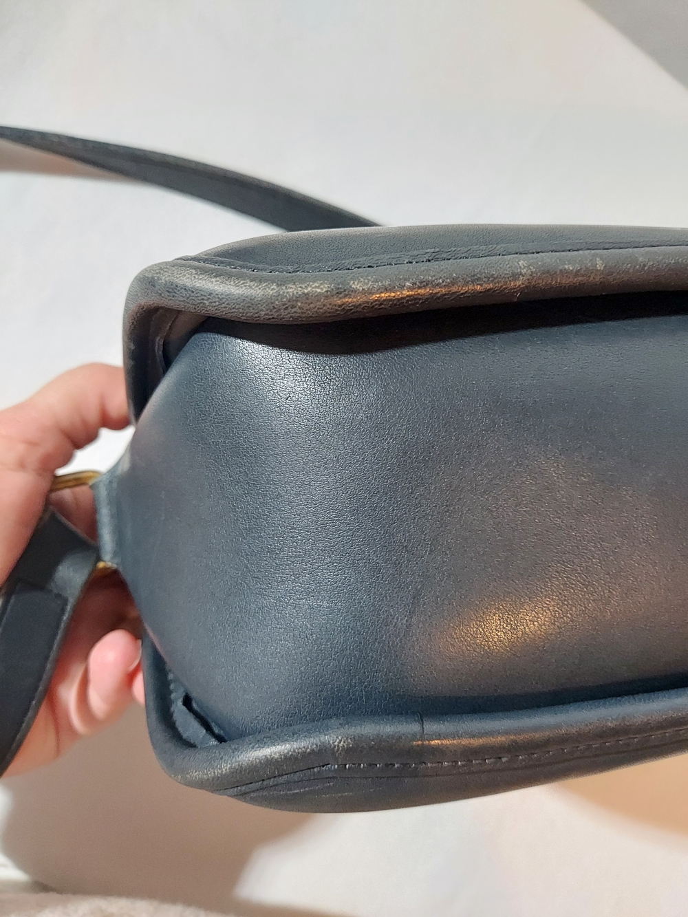 RARE VTG 70s Coach Navy Leather Crossbody Pre-Serial Camera Bag - Picture 5 of 11